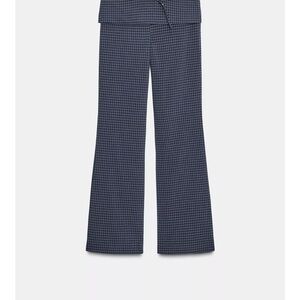 Zara Navy Checkered belt Pants